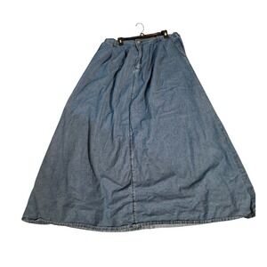 SHEIN CURVE Modest Denim Maxi Skirt Blue Full Length Women's 3XL (Measures 14)